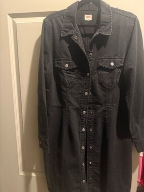 Levi's Black Denim Button-Front Longline Jacket